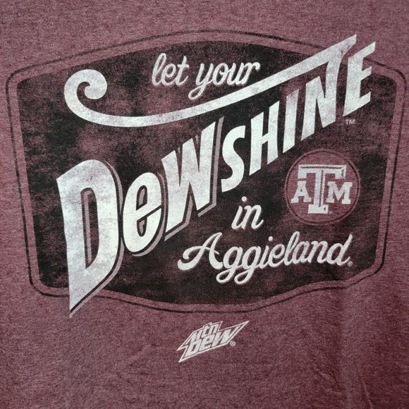 Port & Company Graphic Tee Let Your Dewshine Mtn Dew/A&M Maroon - Size Large - Picture 1 of 5